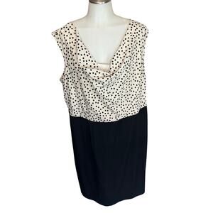Alyx Woman Plus Size 20W Sleeveless Black Dress with Cream Polka Dot Top